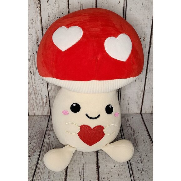 14" Hug Me Walgreens White & Red Mushroom Heart Valentines Day Squishy Large - Picture 1 of 2